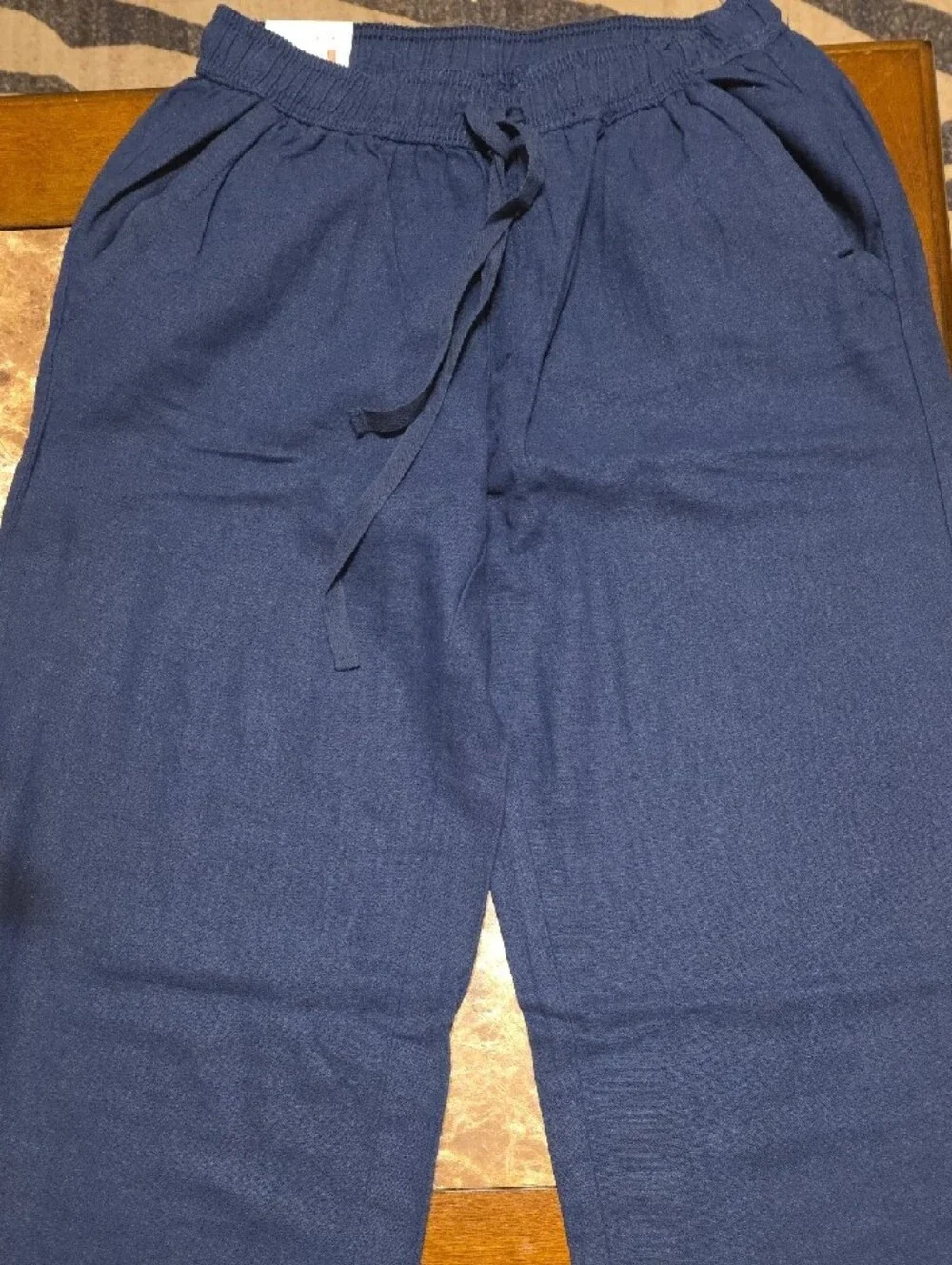 Briggs New York Women's pull-on linen blend pants in navy, size small. - Picture 3 of 6